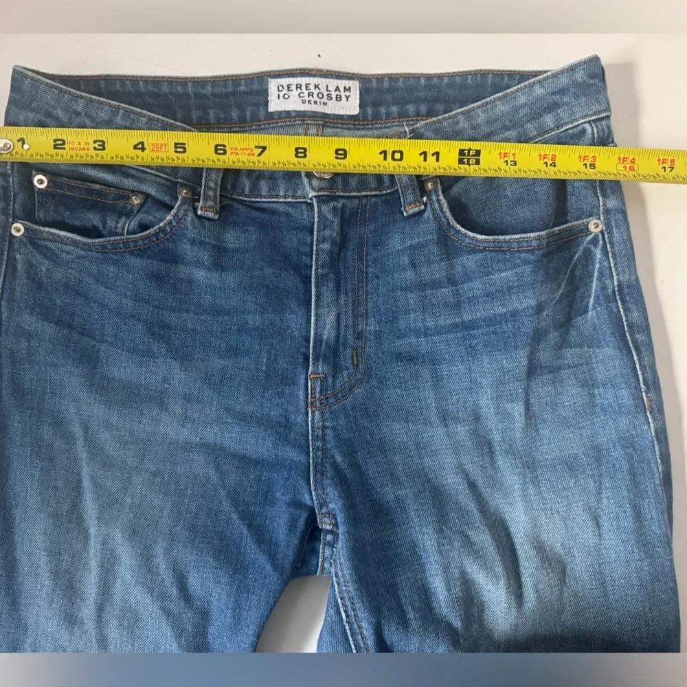 Derek Lam 10 Crosby -Sz 29 BLUE GIA MID-RISE CROPPED FLARE DENIM JEANS PATCHWORK
